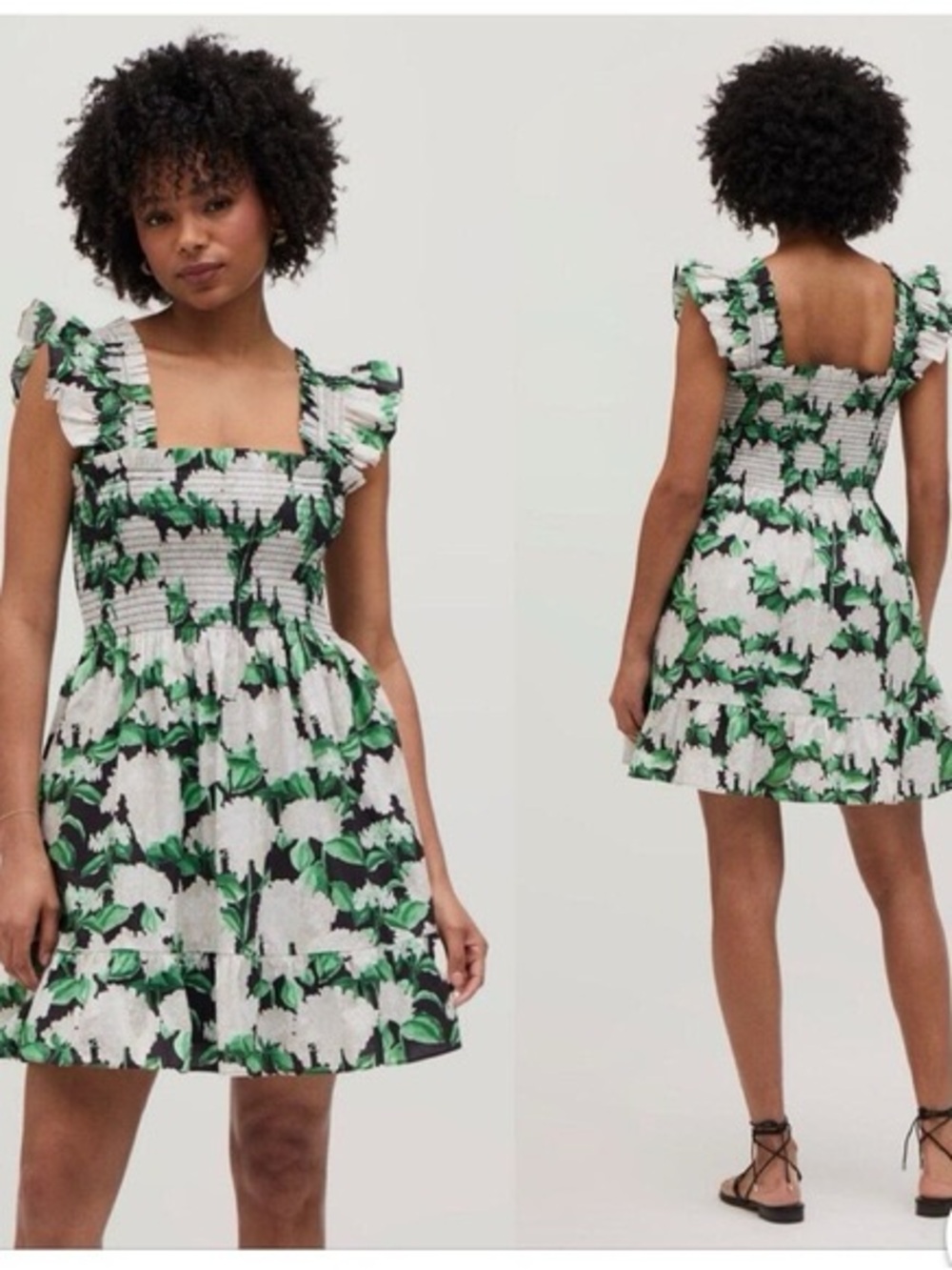 Hill House The Elizabeth Nap Dress Smocked Sundress Size Large Night Bloom - Picture 4 of 4